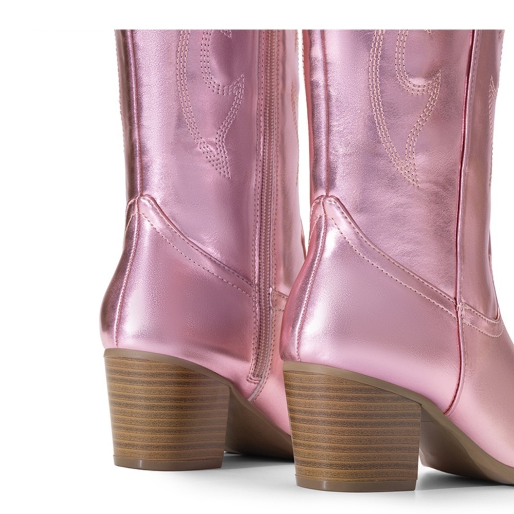 DREAM PAIRS
Pointed-Toe Cowgirl Knee-high Boots Pink Metallic Women's 8.5 - Picture 3 of 12